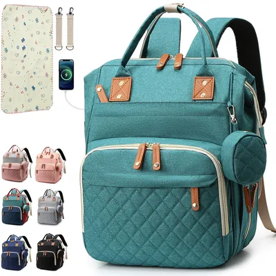 Produktbild von Rucksack-Wickeltasche mit 16 Fächern und inklusive Wickelauflage