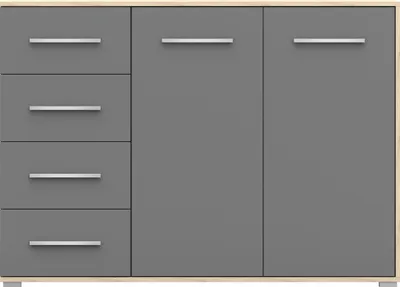 Image de Commode Sideboard Buffet de chambre Highboard 135 cm (Sonoma/gris) avec 2 portes et 4 tiroirs FRIDA 01