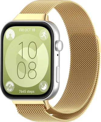 Produktbild von Strap-it Milanese Armband kompatibel mit Huawei Watch Fit 3 – Edelstahl Ersatzband in Gold – Magnetverschluss, Elegant & Verstellbar