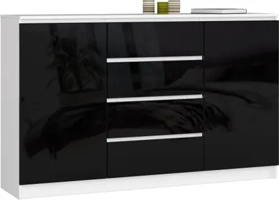 Image de Commode combinée large SAVRILA - blanc / noir brillant