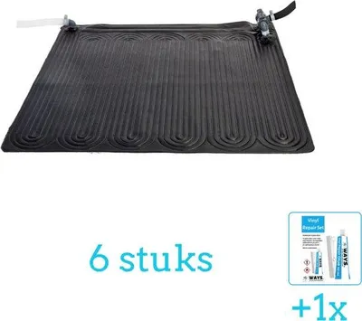 Zdjęcie produktu dla Mata solarna do basenu – 6 sztuk – w zestawie zestaw naprawczy – do wszystkich pomp filtrujących o średnicy 32 i 38 mm – ogrzewanie solarne basenu – ogrzewanie strefowe – ogrzewanie basenu