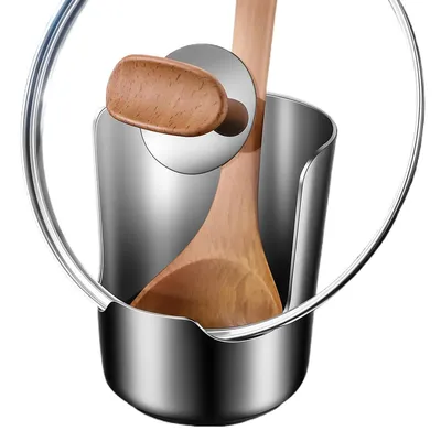 Produktbild von Topfdeckelhalter Küche aus Edelstahl,Deckelhalter mit Löffelablage & Tropfschale,Küchenutensilienhalter für Topfdeckel, Kochlöffel & Pfannenwender