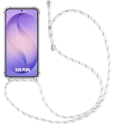 Image de Coque pour Samsung Galaxy S26 Plus, Antichoc Anti-Rayures Transparent avec Cordon Blanc