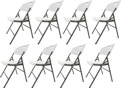 Produktbild von Weißer Klappstuhl Metall/Kunststoff 8er Set 150kg Tragkraft 43x44x83cm Sitzhöhe 47cm