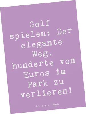 Produktbild von Mr. & Mrs. Panda Ansichtskarte Spruch Golf Eleganz - Lavendeltraum - Geschenk, Grußkarte, Sport, Postkarten, Spiel, Missgeschicke, Sportler, Herausforderung, Kunstkarten