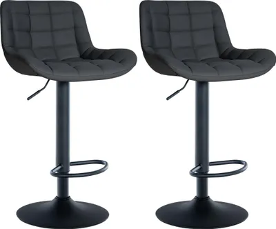 Produktbild von CLP 2er Set Barhocker Tover 360° drehbar und in der Höhe verstellbar | Farbe schwarz Material Kunstleder