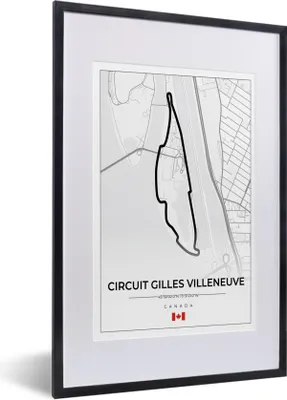 Produktbild von MuchoWow® Gerahmtes Poster Rennsport - Rennstrecke - Circuit Gilles Villeneuve - Rennstrecke - F1 - Kanada - Weiß 40x60 cm - Poster mit Schwarzem Bilderrahmen Wandposter Rahmen Foto Bilder - Poster in Rahmen
