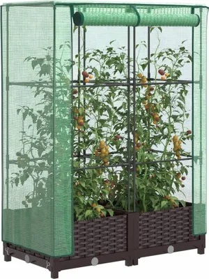 Produktbild von Möbel Hochbeet mit Gewächshaus-Aufsatz Rattan-Optik 80x40x123 cm - Beete 4015796