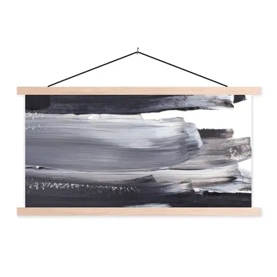 Produktbild von MuchoWow® Textilposter Farbe - Schwarz - Design 120x60 cm mit holzfarbenen Rahmen - Klemmleiste