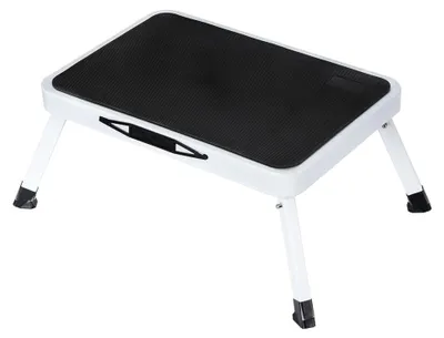 Produktbild von 2er-Set Stabiler Tritthocker, 150 kg - Stahl, rutschfeste Küchenleiter mit Klappsicherungen
