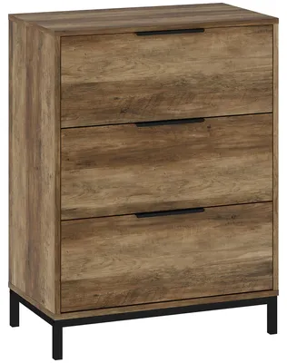 Immagine prodotto di Cassettiera 3 Cassetti Antiribaltamento 62x35x82 cm in Legno e Metallo Marrone Scuro