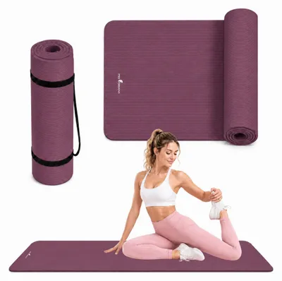 Produktbild von Yogamatte Fitnessmatte dick 1,5 cm - 183x61 cm Sportmatte aus NBR-Schaumstoff rutschfeste Trainingsmatte Zuhause Gym Fitness Pilates Burgunderrot