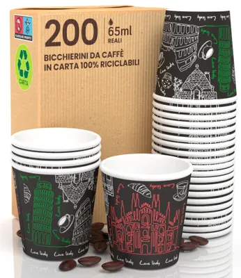 200 Papier-Kaffeebecher 65 ml Schwarz Einwegbecher