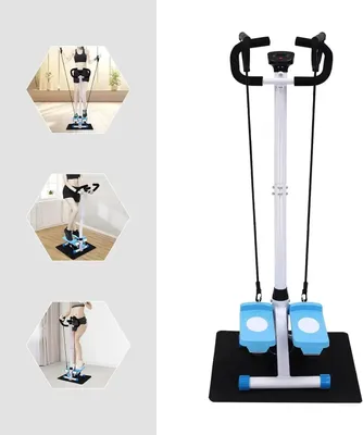 Produktbild von Fitness Stepper - Steppergerät mit Haltegriff - Höhenverstellbar - Stair Stepper für Heimtraining - Cardio Training ohne Widerstandsbänder - Schwarz