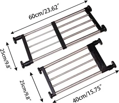 Obrázek produktu pro Nastavitelný kovový úložný regál do kuchyně a koupelny, černý, 40–60 cm