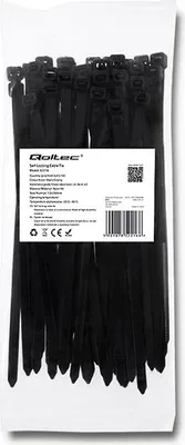 Produktbild von Qoltec Kabelbinder | 7,2*200mm | 50 Stück | Nylon66 | UV | Schwarz