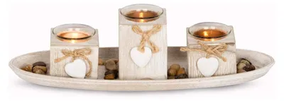 Produktbild von 4-teiliges Windlichtset auf Holztablett