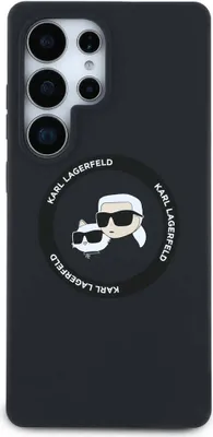 Produktbild von Karl Lagerfeld Silikon Doppelkpfe und Kreis MagSafe - Samsung Galaxy S25 Ultra Hlle (Schwarz)