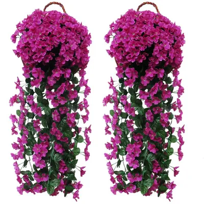 Image de Fleurs de glycine artificielles suspendues - Lot de 2 pour décoration intérieure et extérieure, 90 cm