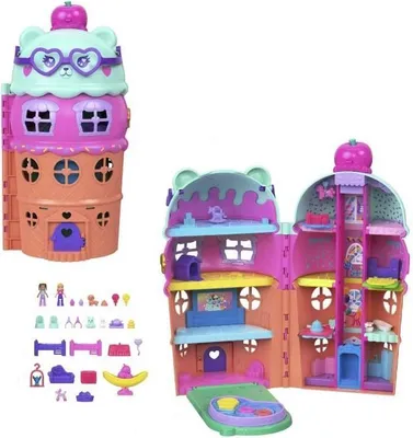 Immagine prodotto di Set da gioco Polly Pocket "La gelateria", con 2 minifigure, 23 accessori, 3 livelli, dai 4 anni in su