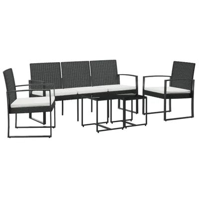 Image de vidaXL Ensemble de jardin 5 pièces avec coussins Noir Rotin PP