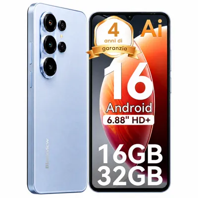 Immagine prodotto di Smartphone Blackview Wave 10C senza contratto, Android 16, 6,88", 120 Hz, 1080p, doppia SIM, Face ID, 5000 mAh, Gemini AI, DokeOS 5.0, 1080p, 4G