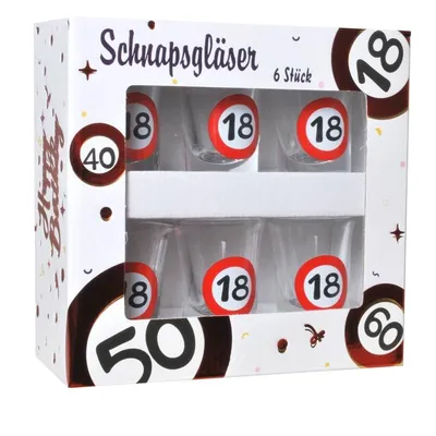 Produktbild von Schnapsgläser zum 18. Geburtstag Geschenk ,1Set mit 6 Gläser