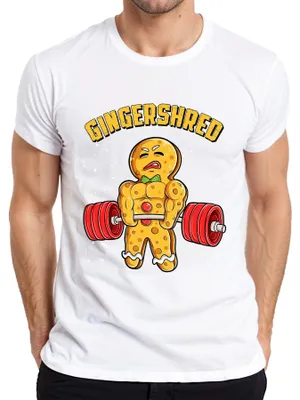 Immagine prodotto di Maglietta da uomo "Gingershred Bodybuilder Lebkuchenfigur Fitness Weihnachtstraining", bianca, XXL