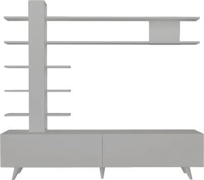 Produktbild von Wohnwand Aleyna mit 2 Türen und integriertem Regal in Weiß, 6504