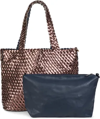 Produktbild von styleBREAKER XXL Wendetasche in Flecht-Optik, Shopper Tasche, 2 Taschen, Handtaschen Set, Bag in Bag, Schultertasche, Damen 02012163