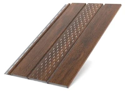 Immagine prodotto di BRYZA, pannello forato in plastica per soffitti, lunghezza 3 metri, larghezza 305 mm, finitura "Nocciola Classico"