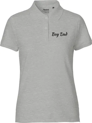 Produktbild von Huuraa Damen Polo Shirt Boy Dad Schriftzug XL Sport Grey Bio Baumwolle Fairtrade Poloshirt Geschenkidee