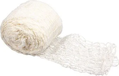A roll of white netting, partially unrolled, against a white background.
