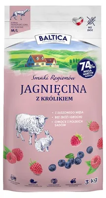 Zdjęcie produktu dla Baltica Adult Jagnięcina z Królikiem M/L 3kg Bezzbożowa Sucha Karma Dla Psów Średnich i Dużych Ras