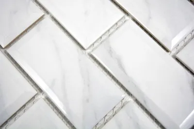 Produktbild von Handmuster Keramikmosaik Metro Carrara Optik Fliesenspiegel Küchenrückwand BAD Dusche MOS26M-0203_m