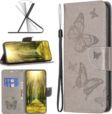 Produktbild von Mobigear Butterfly  Nokia G11 Hülle Klapphülle Geldbörse - Grau