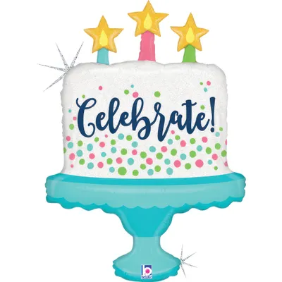 Produktbild von Shape Folienballon "Happy Birthday" Torte Celebrate | 84 cm