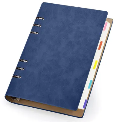 Productafbeelding van Notitieboek A5, geruit, donkerblauw, Polyurethanleer, 300 pagina's, 100 GSM, ringband, navulbaar
