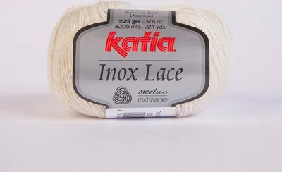 Produktbild von INOX LACE von Katia, feines Merino Lacegarn in weiss (200), ca. ca. 205m/25g