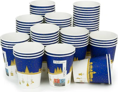 Obrázok produktu pre Octopus 75x pohár na vianočné víno, papierový pohár (vyrobený udržateľným spôsobom) s zimným motívom a objemom 200 ml