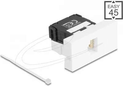 Zdjęcie produktu dla DELOCK Easy 45 RJ45 Buchse zu LSA Cat.6A 180°schwarz/weiß