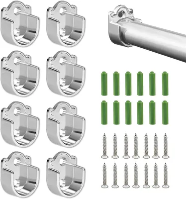 Image de Supports en forme de U pour penderies, 25 mm, lot de 8, avec vis pour armoires