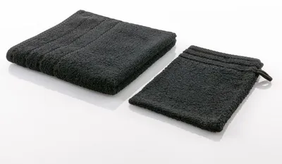 Produktbild von Gözze Frottierserie Berlin uni schwarz Waschhandschuh 17 cm x 24 cm