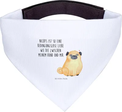 Produktbild von Mr. & Mrs. Panda Hunde-Bandana Mops - Weiß - Geschenk, Liebe, Hunde Halstuch, Hundehalstuch, Pure, Für, Tuch, Sprüche, Hund, Knuffig