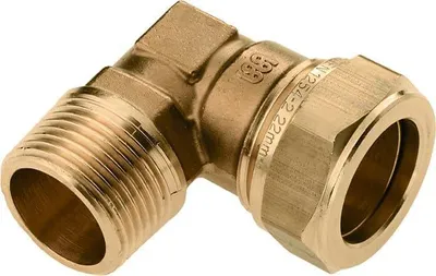 Immagine prodotto di Raccordo a gomito in ottone, conico, 1/2 x 22 mm, per impianti a gas