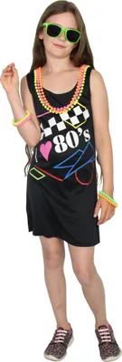 Produktbild von 80er Jahre Mädchenkleid Neon Teenager, Größe:164/170