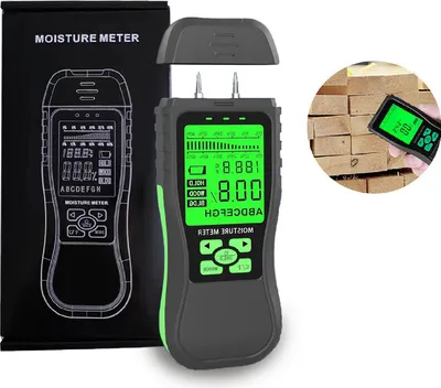 Image de Humidimètre Indicateur d'humidité Humidimètre avec écran LCD 8 échelles d'étalonnage et fonction d'arrêt automatique Humidimètre pour bois Carton Béton Papier Briques