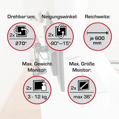 Obrázok produktu pre Rameno monitora NOVUS Vantage Premium Duo 028-0004