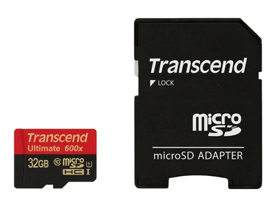 Produktbild von Transcend TS32GUSDHC10U1, 32 GB, MicroSDHC, Klasse 10, MLC, Schwarz, Rot