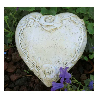 Produktbild von Grabherz - Grabschmuck Herz cremefarben mit Rosenrelief